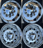 19.5" x 6.75" Aluminum Wheels High Bothside polished Dual 10 x 225mm 2004-NOW Ford F450/F550 Ram 4500/5500 a set of 6pcs with caps