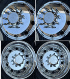 19.5" x 6.75" Aluminum Wheels High Bothside polished Dual 10 x 225mm 2004-NOW Ford F450/F550 Ram 4500/5500 a set of 6pcs with Metal caps, ABS spike