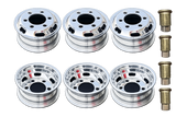 16" x 6.00" Polished Aluminum Wheel Package of 6pcs with caps for Hino 195, Isuzu NPR &amp; NRR