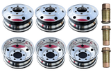 19.5" x 6.00" Polished Aluminum Dually Wheel Package of 6pcs with metal caps for Hino &amp; Isuzu