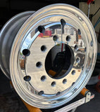 ALUMINUM WHEEL 22.5x12.25  10X285.75 30MM STUD PILOTED(OLD SCHOOL BALLSEAT) 2201MM 12320LBS High Polished Outside TR552 for steer position