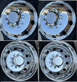 19.5" x 6.75" Aluminum Wheels High Bothside polished Dual 10 x 225mm 2004-NOW Ford F450/F550 Ram 4500/5500 a set of 6pcs with Metal caps, ABS spike