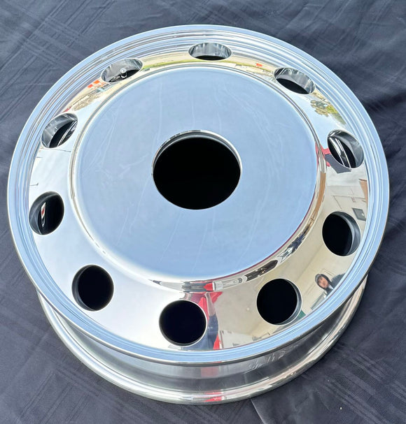 ALUMINUM BLANK WHEEL 19.5x6.00 with 8 handholes 116mm CBD,  8handholes/10handholes polished both side for all position, no  warranty & no liability