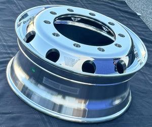 aluminum wheel 22.5"x9.00" Forged Aluminum High Polished Both Sides 10-Hole, 335mm Bolt Circle, 280.1mm Bore Hub-Piloted 9090lbs, 32.5mm 176mm offset