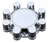 Billet Aluminum Wheel Center Floater Caps with Chrome ABS Lug nut Covers