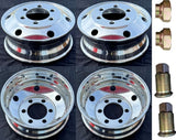 Aluminum Wheel 19.5" x 6.00" Dual 6holes x 8.75”(222.25mm) for  Hino 195, Isuzu NPR & NRR 19.5x6.00 6holes x 8.75 pcd Package: 4pcs polished aluminum wheels+A set of metal caps