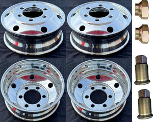 Aluminum Wheel 19.5" x 6.00" Dual 6holes x 8.75”(222.25mm) for  Hino 195, Isuzu NPR & NRR 19.5x6.00 6holes x 8.75 pcd Package: 4pcs polished aluminum wheels