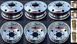 Aluminum Wheel 19.5" x 6.00" Dual 6holes x 8.75”(222.25mm) for  Hino 195, Isuzu NPR & NRR 19.5x6.00 6holes x 8.75 pcd Package: 6pcs polished aluminum wheels+a set of metal caps
