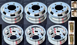 Aluminum Wheel 16" x 6.00" Dual 6holes x 8.75”(222.25mm) for  Hino 195, Isuzu NPR & NRR 16x6.00 6holes x 8.75 pcd Package: 6pcs polished aluminum wheels