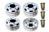 16" x 6.00" Polished Aluminum Wheel Package of 4pcs with caps for Hino 195, Isuzu NPR &amp; NRR