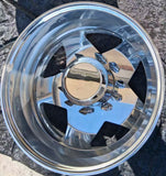 Package of 4pcs aluminum wheel 19.5x6.00 10x225mm 5Triangle 4000lbs Tr554d, 15mm flat,117-INSET 135-OUTSET Hub Pilot Polished Both Sides Fits for 2005-2016 Ford F450 & F550
