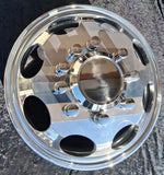 Package of 4pcs aluminum wheel 19.5x6.00 10x225mm 8Oval 4000lbs Tr554d, 15mm flat,117-INSET 135-OUTSET Hub Pilot Polished Both Sides Fits for Dodge Ram 4500 & 5500