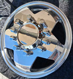 Package of 4pcs aluminum wheel 19.5x6.00 10x225mm 5Triangle 4000lbs Tr554d, 15mm flat,117-INSET 135-OUTSET Hub Pilot Polished Both Sides Fits for 2005-2016 Ford F450 & F550
