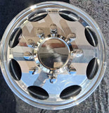 Package of 4pcs aluminum wheel 19.5x6.00 10x225mm 8Oval 4000lbs Tr554d, 15mm flat,117-INSET 135-OUTSET Hub Pilot Polished Both Sides Fits for Dodge Ram 4500 & 5500