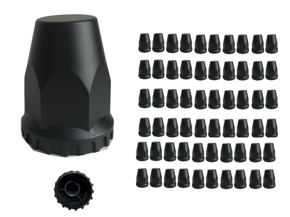 Flat-top black Lug Nut Thread-on Covers for  M22x1.5 Stud of Semi-Trucks