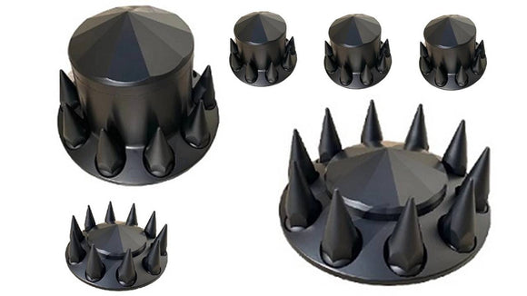 Black ABS plastic Hub Cap with Diamond design top Covers as Kit for 10-hole x285.75mm Hub piloted only, M22x1.5 stud w/S33mm lug