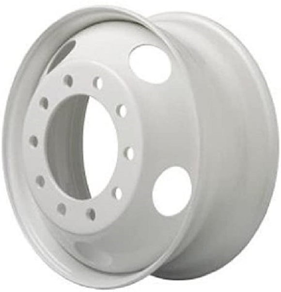 22.5x8.25 Steel wheels Dual 10holes x285.75, 26mm Hub piloted, 220mm CBD, 5 handholes, 168mm offset, Max load 7400lbs White Color for Semi-truck and trailer