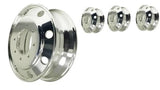 19.5" x6 aluminum wheels extra Polished with metal caps and ABS lug nut caps Dual Wheel Package deal,PCD 8HOLES X 225mm for 1999-2004 F450 F550 Dually Trucks